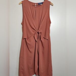 Blue Rain Elegant Midi Sleeveless Dress With Tulip Hem And Tie Waist